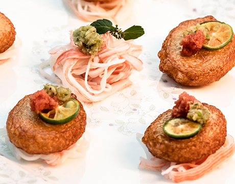Alaska Surimi With Pea Puree And Fish Tofu